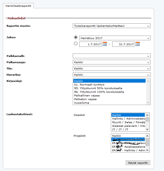 Työaikaraportointi : Netvisor