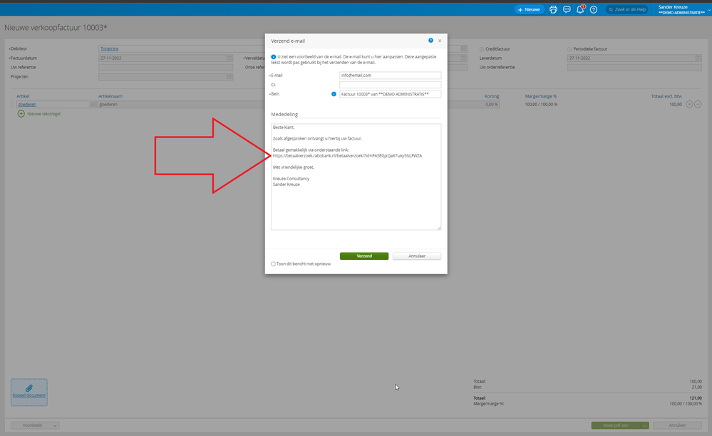 betaalverzoek meesturen