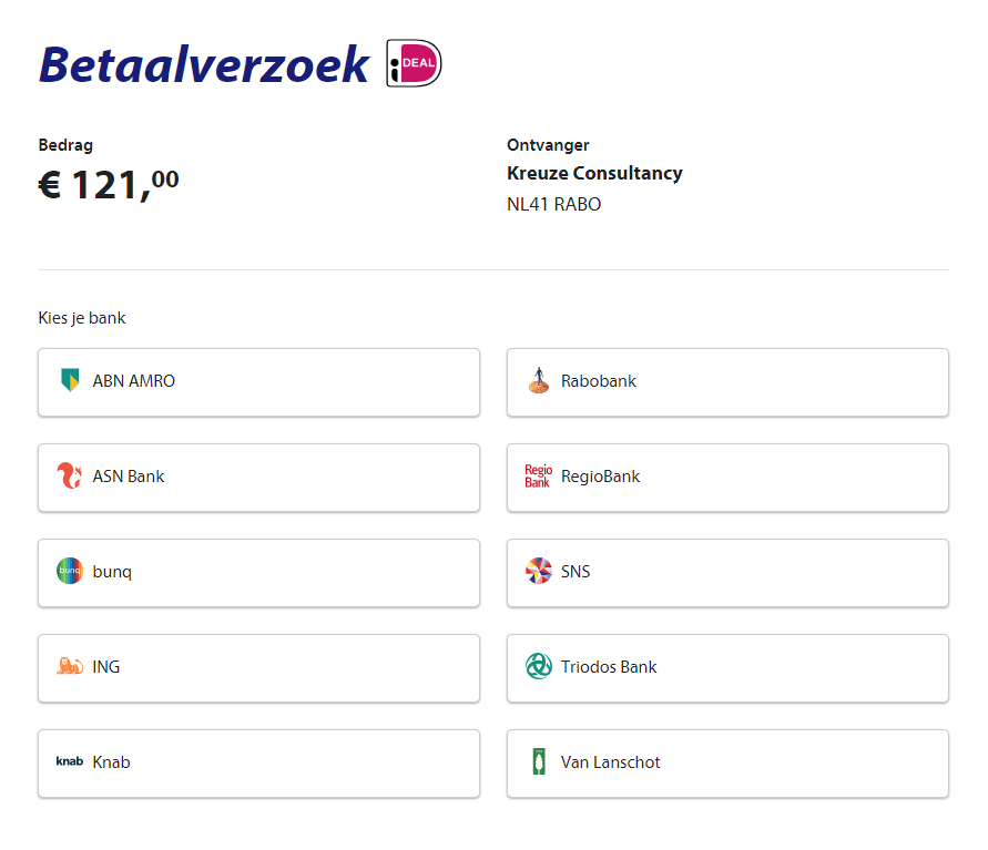 voorbeeld betaalverzoek