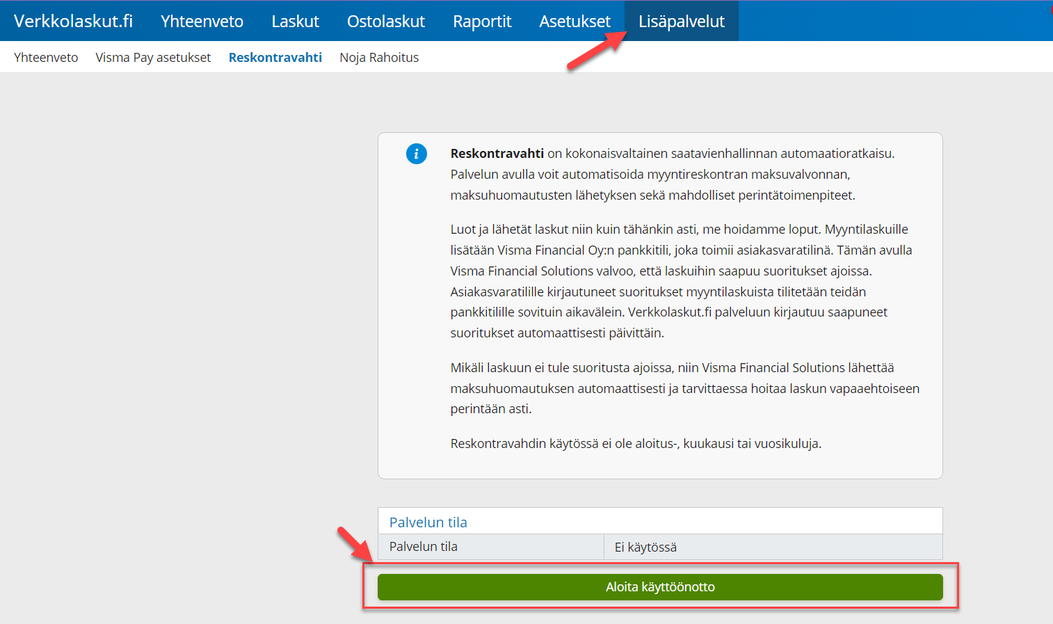 Reskontravahti Ja Noja Rahoitus - Visma Community