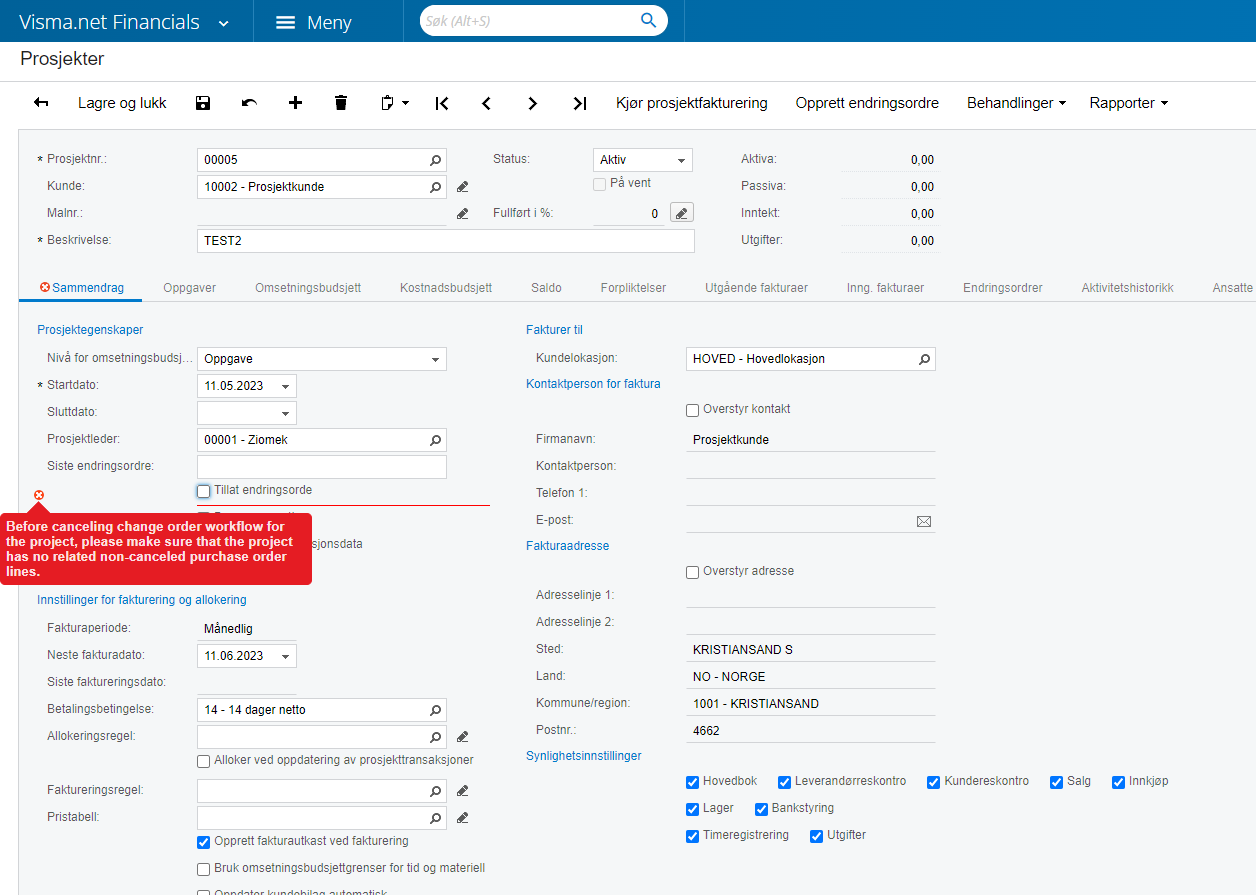 Sletting av innkjøpsordre knyttet mot prosjekt med... Visma Community