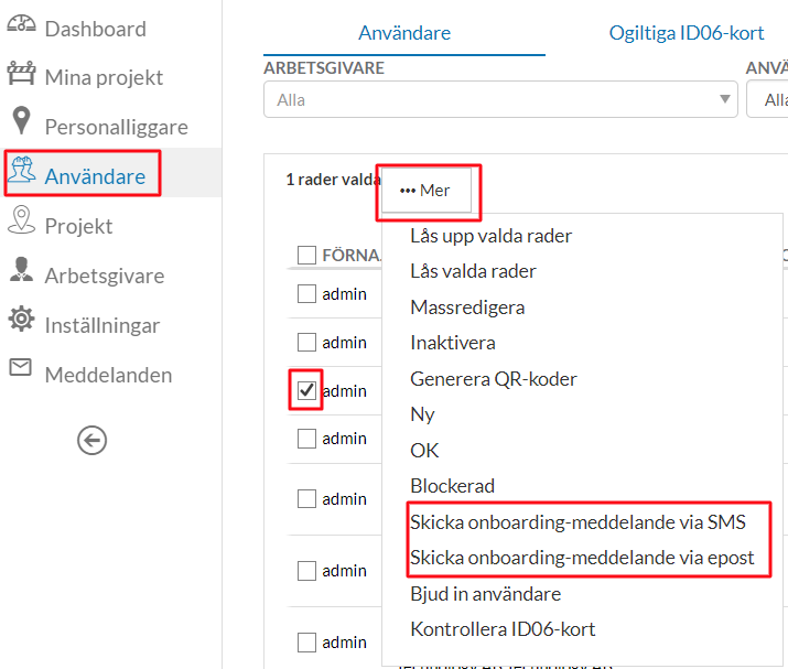 Skicka onboarding-meddelande