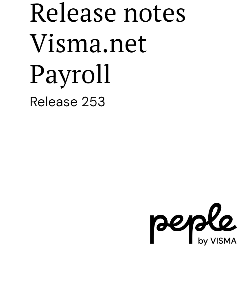 Release notes Visma.net Payroll v.253 - Visma Community