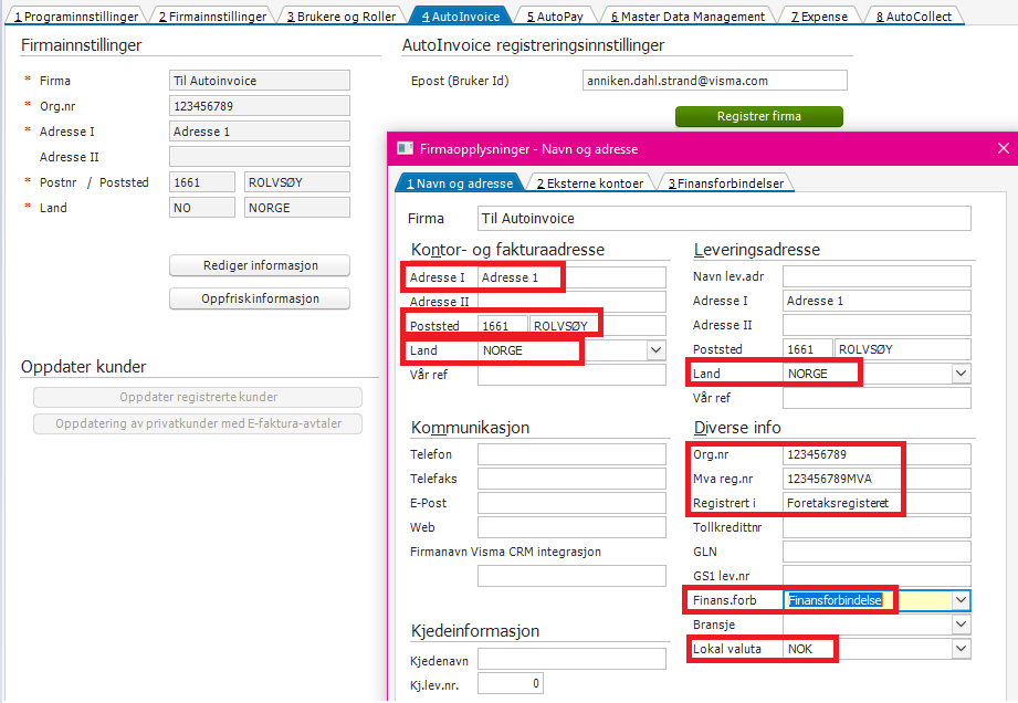 Integrasjon Mellom Visma Global Og Autoinvoice