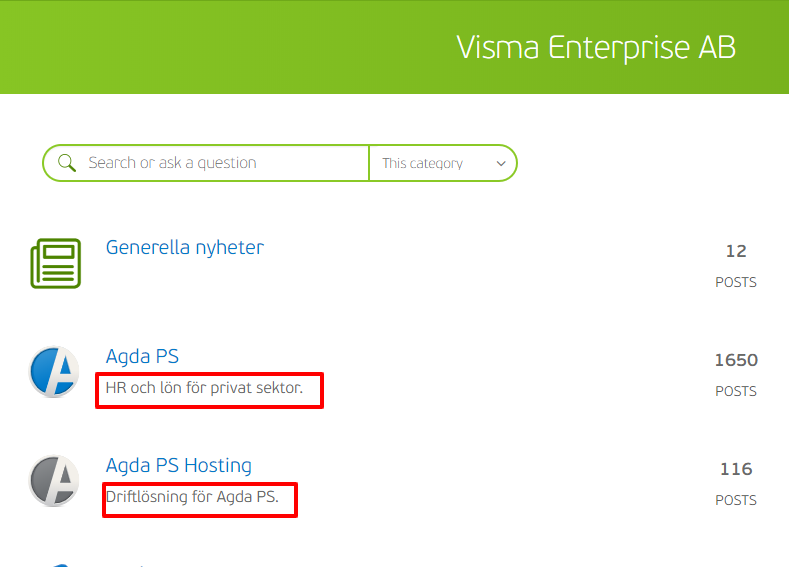 Product description in the nodes list