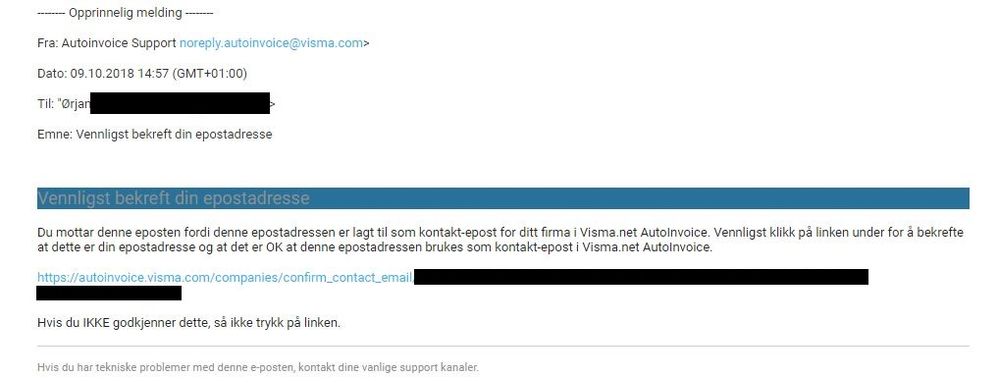 Mailen slik det blir sendt pr. i dag når man legger inn e-postadresse på firma i AutoInvoice