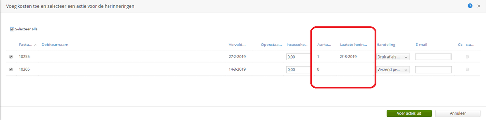 overzicht herinneringen