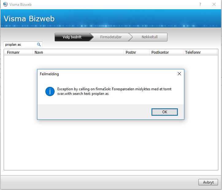 Exception by calling on firmaSok