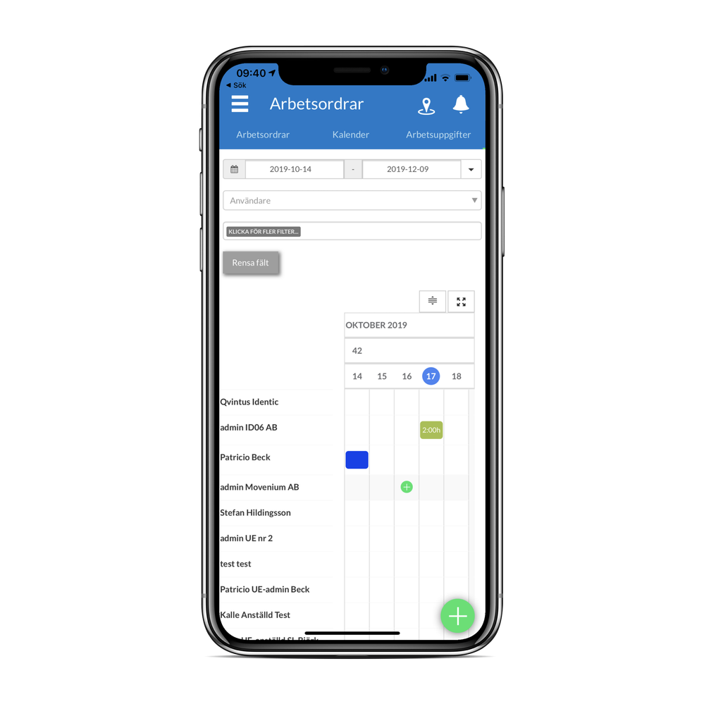 Arbetsorder iOS