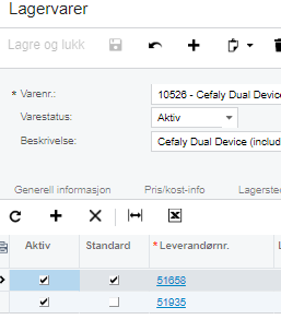 Varen er satt opp med 2 leverandører