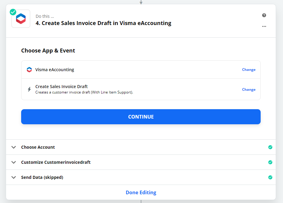 Add Sales invoice draft action