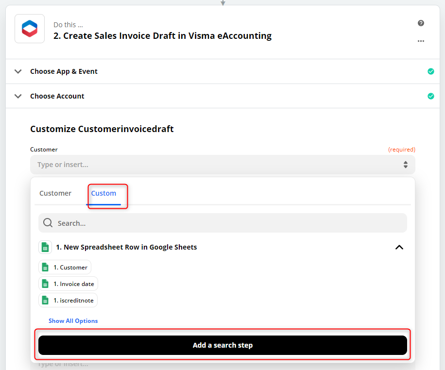 Add search step