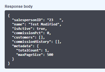 SalesPerson result from API