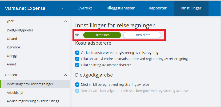 Innstillinger reiseregning expense.png