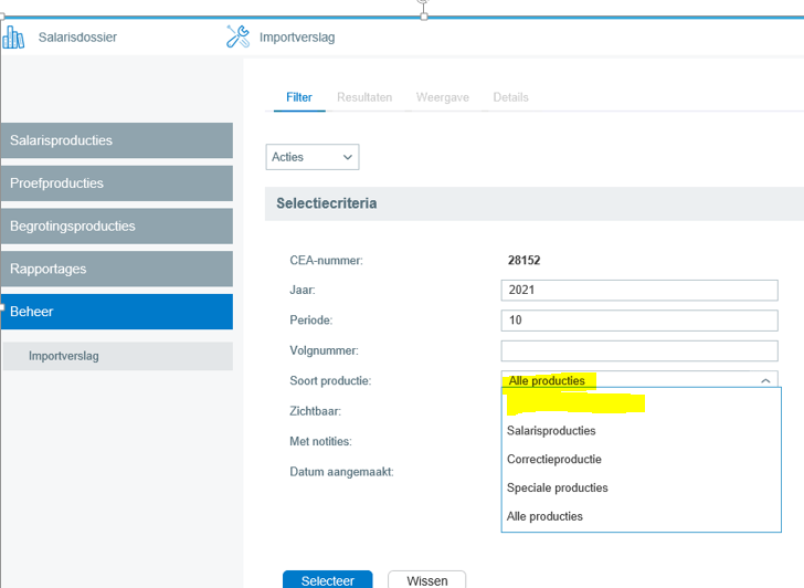 Selectie Van Proefproductie Onder Salarisdossier B... - Visma Community